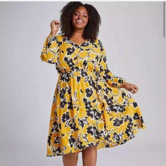Lane Bryant Dresses & Skirts - Lane Bryant Yellow Floral Midi Dress